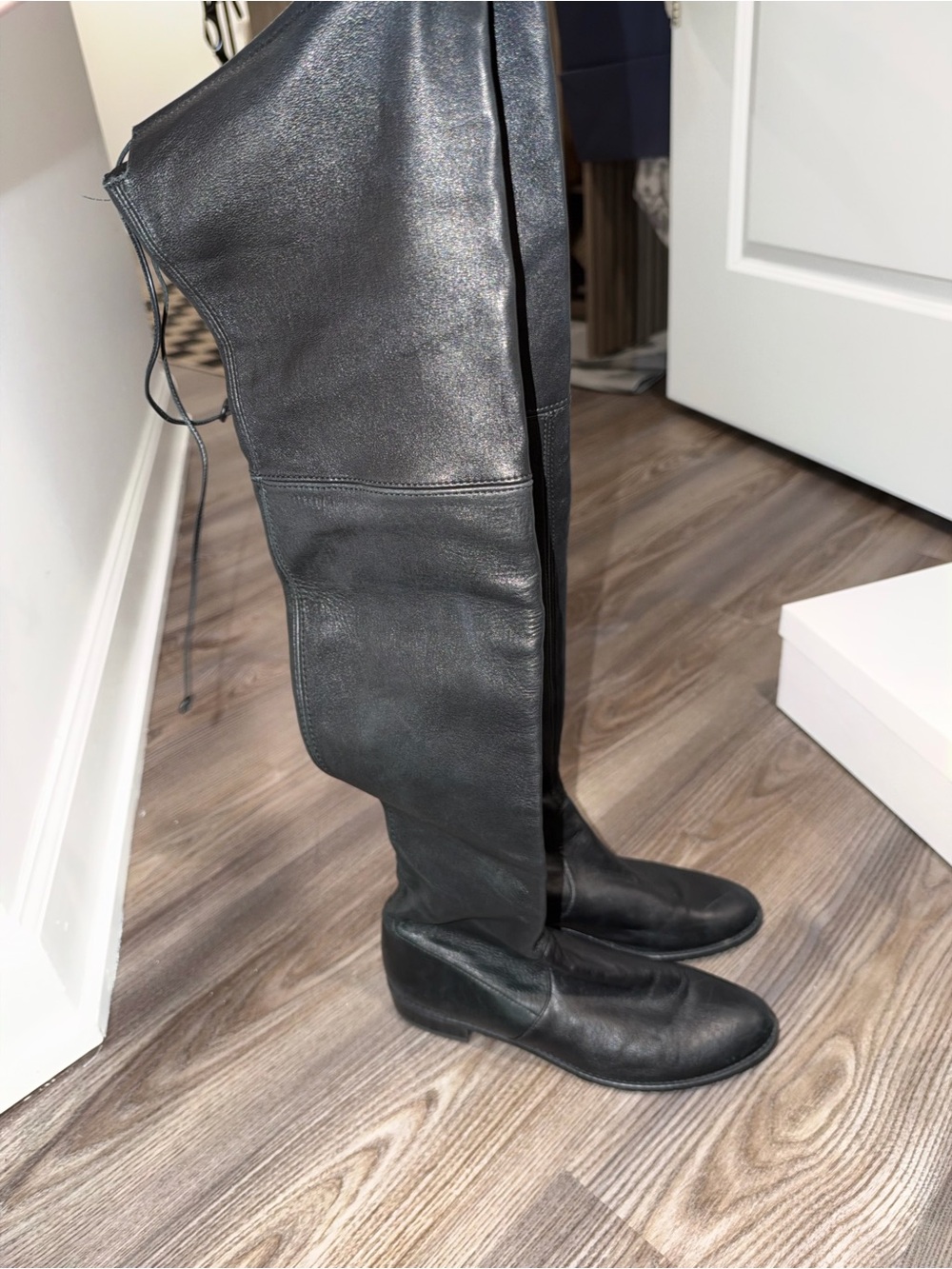 Stuart Weitzman Black Over-the-Knee Leather Boots